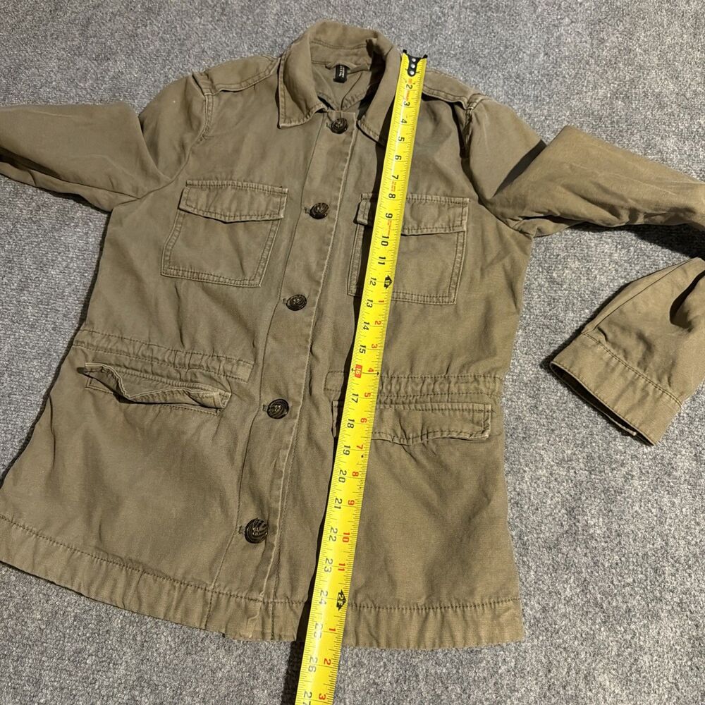 H&M Divided Jacket Women's Size 6 Green Button Front Military Themed Pockets - Picture 10 of 11